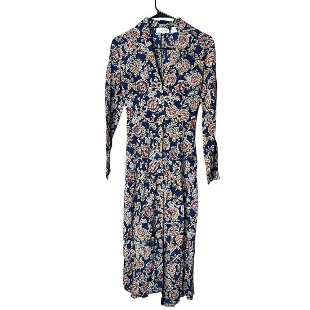 Vintage Ann Taylor 100% Silk Long Sleeve Maxi Dress Size 2